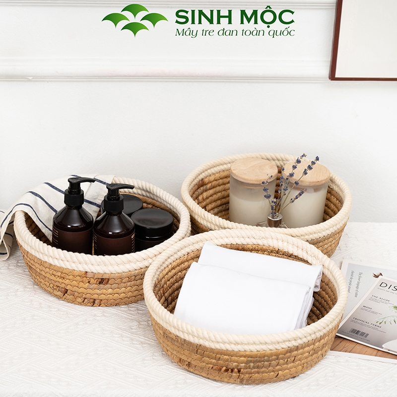 {Giá rẻ} Khay lục bình miệng cotton, ổ mèo lục bình, khay decor đựng đồ cá nhân - M1001