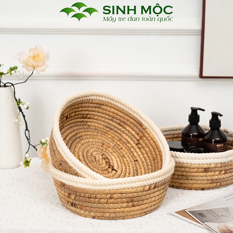 {Giá rẻ} Khay lục bình miệng cotton, ổ mèo lục bình, khay decor đựng đồ cá nhân - M1001