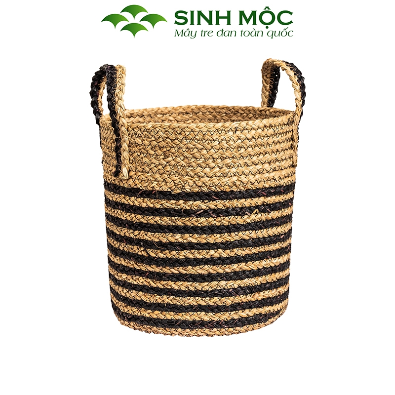 Giỏ cói trồng cây sọc đen, sọt cói đựng đồ, cói decor, trang trí nhà cửa Sinh Mộc - M1029