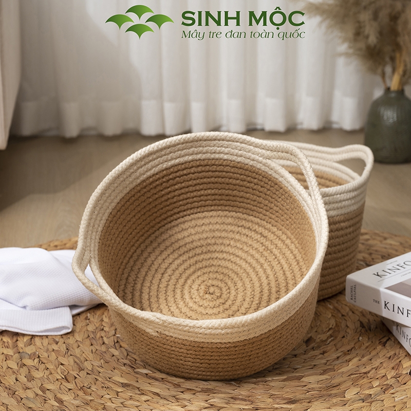 Giỏ quần áo có quai tiện dụng, giỏ cotton đựng đồ đa năng - M1032