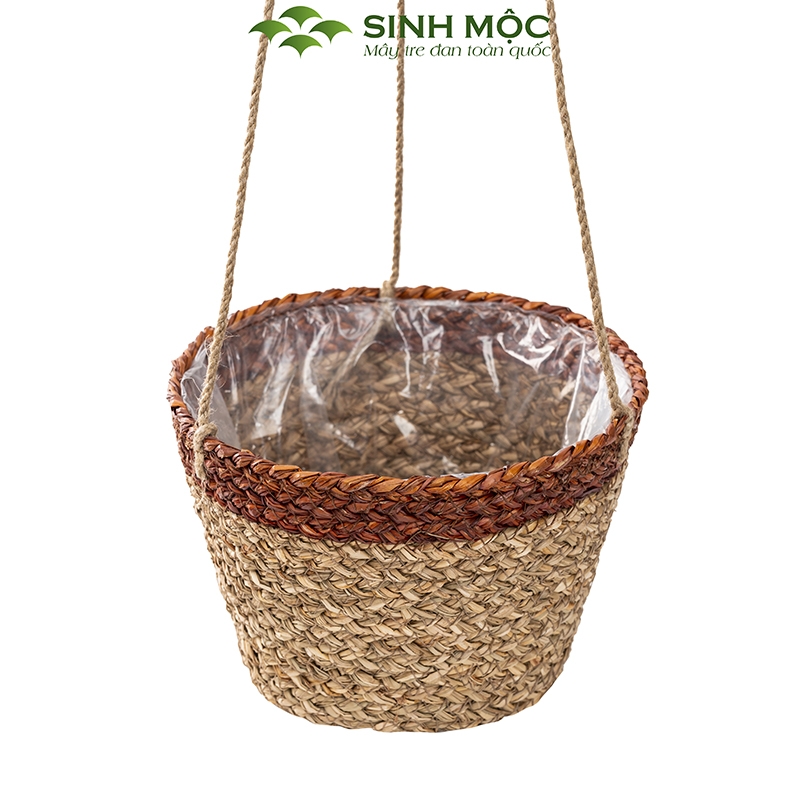 Giỏ hoa treo tường, giỏ cói trồng cây, phụ kiện decor chụp hình, decor trang trí phòng khách - M1008