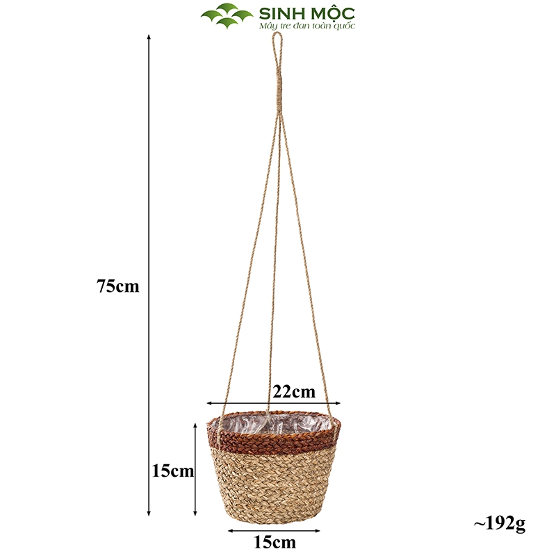 Giỏ hoa treo tường, giỏ cói trồng cây, phụ kiện decor chụp hình, decor trang trí phòng khách - M1008