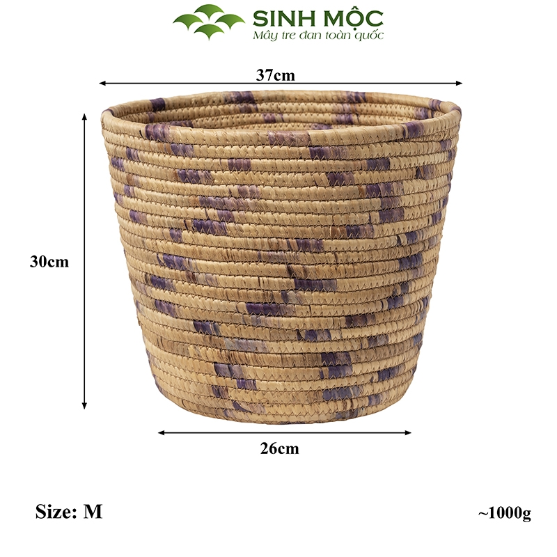 Giỏ lục bình đa năng, giỏ đựng đồ, giỏ trồng cây, decor giỏ bèo Sinh Mộc - M1034