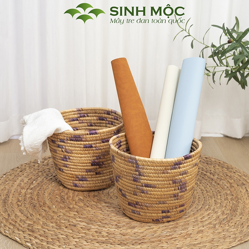 Giỏ lục bình đa năng, giỏ đựng đồ, giỏ trồng cây, decor giỏ bèo Sinh Mộc - M1034