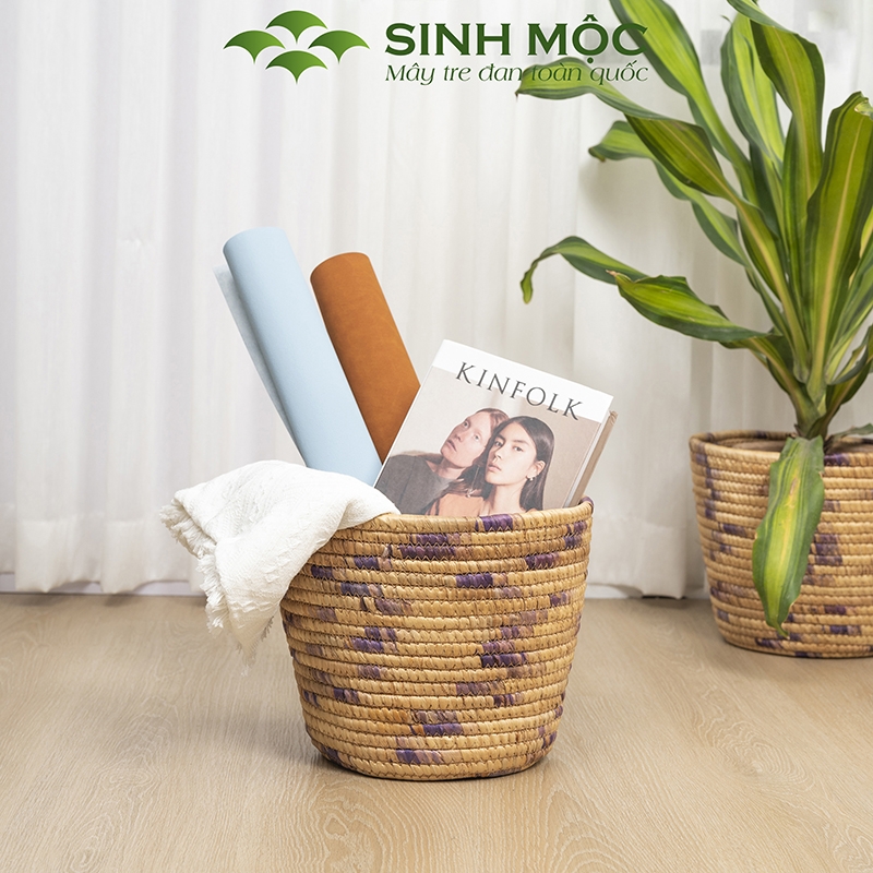 Giỏ lục bình đa năng, giỏ đựng đồ, giỏ trồng cây, decor giỏ bèo Sinh Mộc - M1034