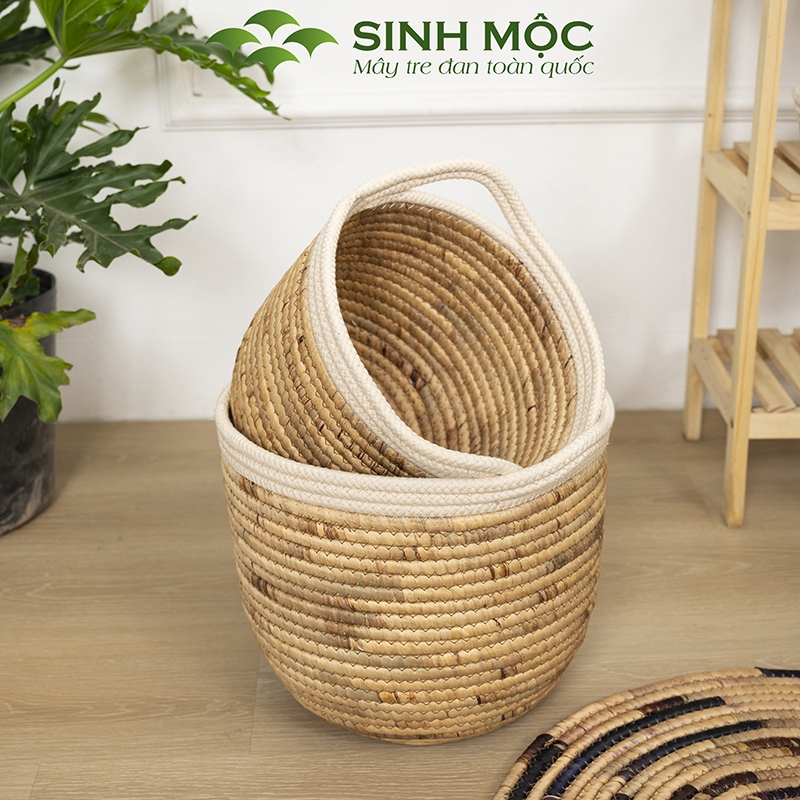 Giỏ lục bình, giỏ đựng quần áo, trang trí phòng ngủ, giỏ decor chụp ảnh, trang trí phòng khách Sinh Mộc - M1021