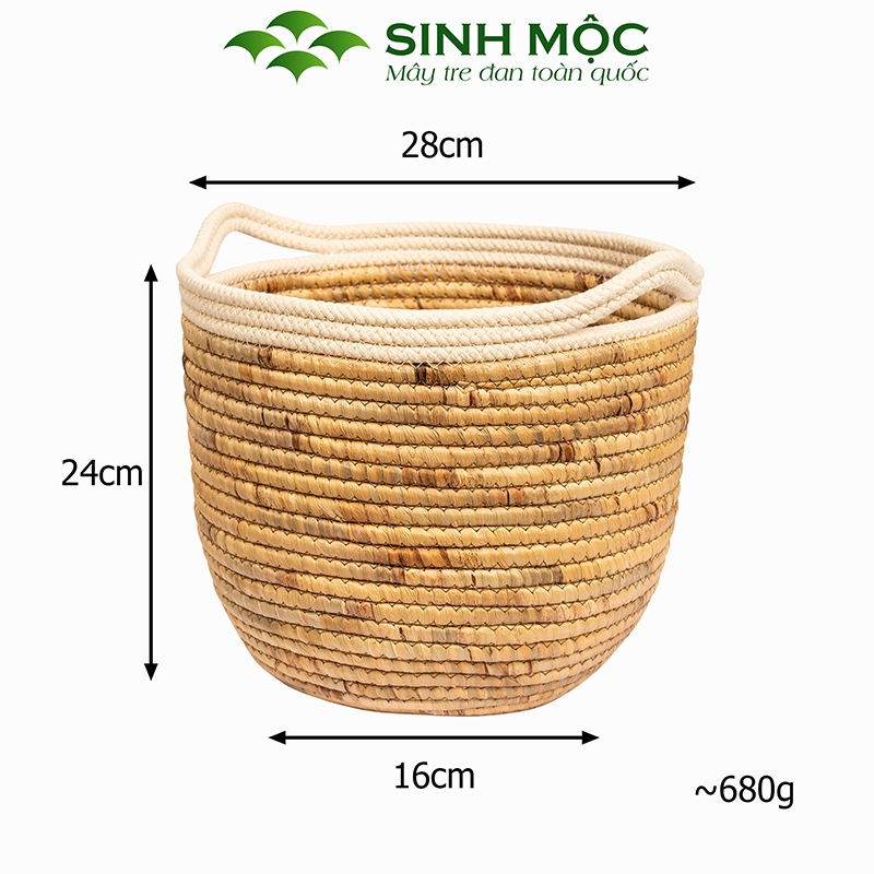 Giỏ lục bình, giỏ đựng quần áo, trang trí phòng ngủ, giỏ decor chụp ảnh, trang trí phòng khách Sinh Mộc - M1021