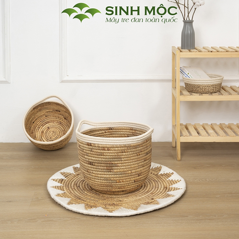Giỏ lục bình, giỏ đựng quần áo, trang trí phòng ngủ, giỏ decor chụp ảnh, trang trí phòng khách Sinh Mộc - M1021