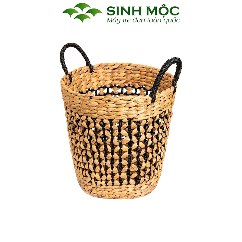 Giỏ lục bình hoa thị, giỏ đựng quần áo, sọt lục bình, giỏ đựng đồ văn phòng Sinh Mộc - M1026