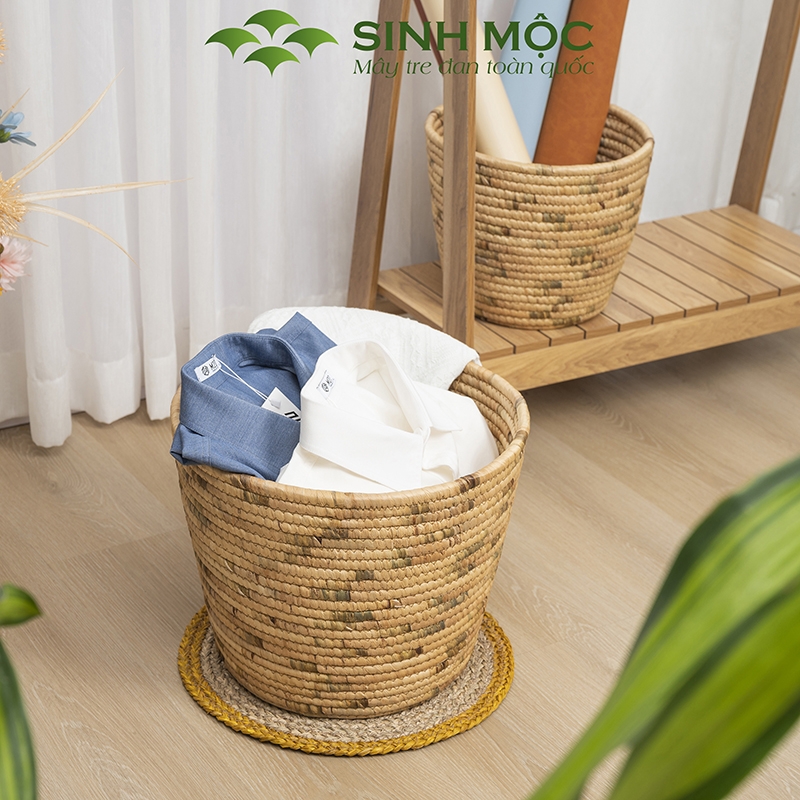 Giỏ trồng cây lục bình, giỏ đựng đồ, decor trang trí nhà cửa Sinh Mộc - M1035