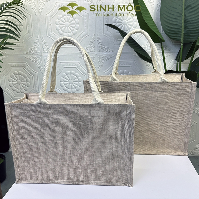 Túi cói size to, túi đay linen 46x37x22cm, túi xách to , túi cối - M3301B (Đay linen)