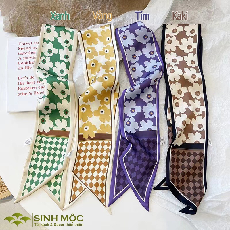 Khăn buộc túi xách, khăn cột tóc, khăn quấn túi, khăn buộc tóc hình hoa - M4006