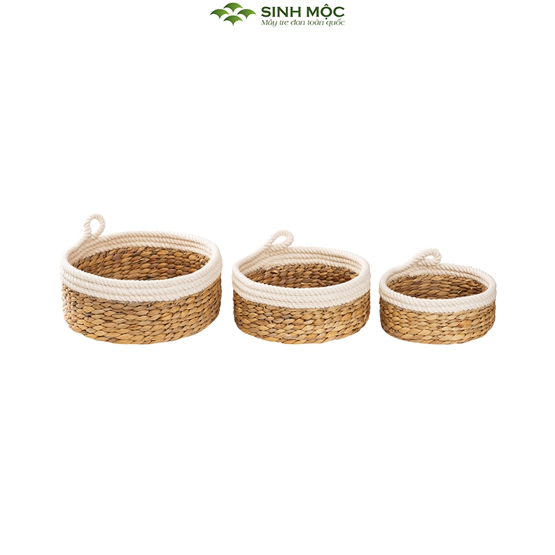 Khay decor lục bình pha cotton, dùng trang trí, đựng hoa quả, khay mỹ phẩm, khay đựng đồ cá nhân - M1002