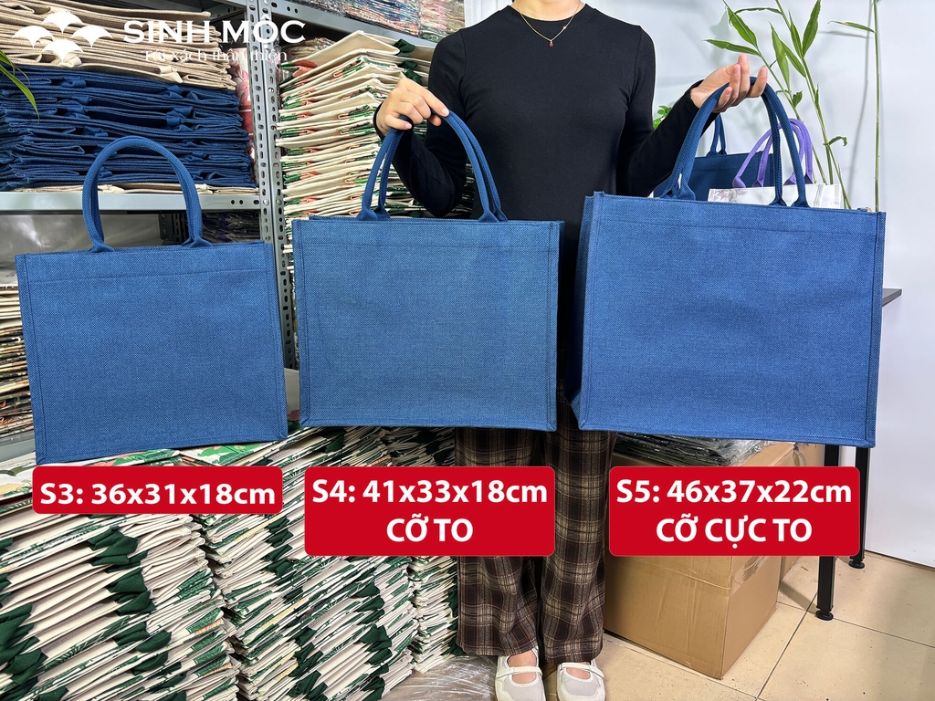Túi linen chống nước có khóa kéo, túi đựng đồ bền đẹp - M3305 (Linen XANH)
