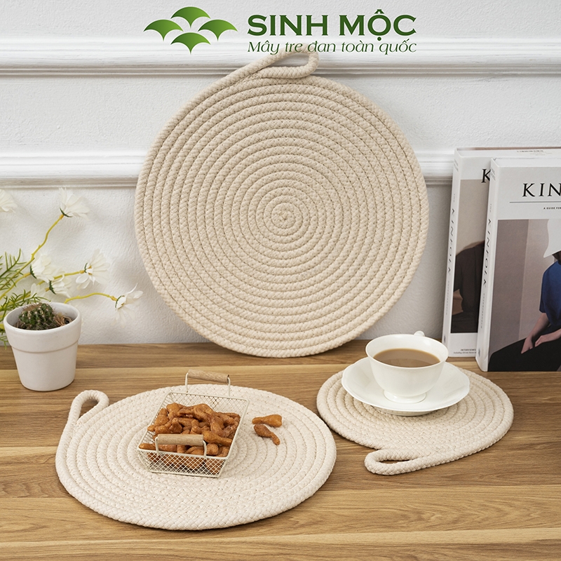 Miếng lót cotton trắng sang trọng, tấm lót bàn ăn cotton, decor trang trí chụp ảnh sản phẩm Sinh Mộc - M2013