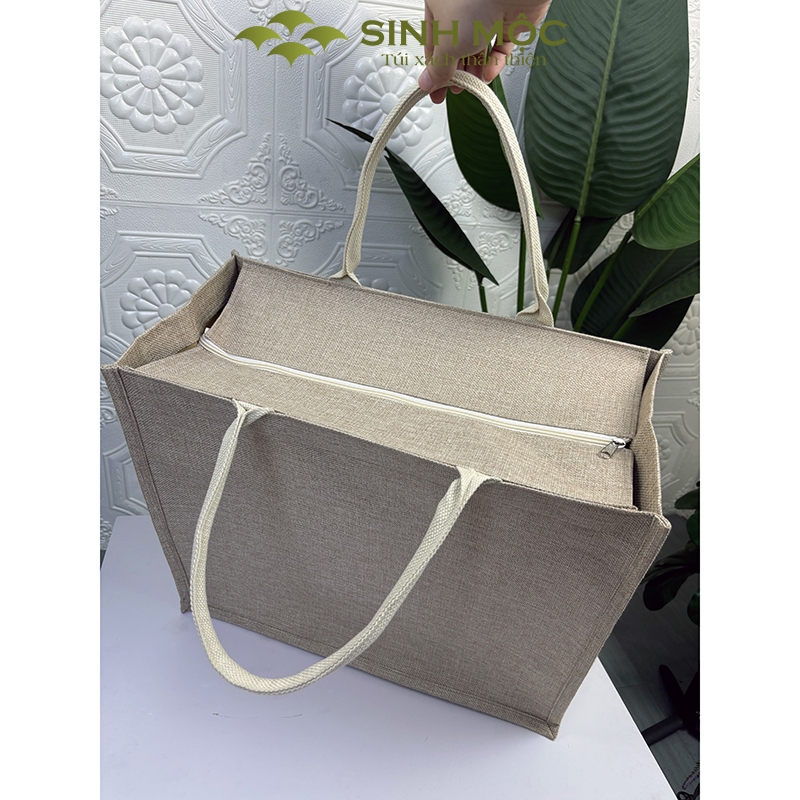 Túi cói size to, túi đay linen 46x37x22cm, túi xách to , túi cối - M3301B (Đay linen)