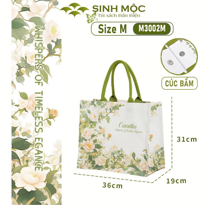 Túi vải canvas chống nước hoa trà, túi xách nữ đẹp thời trang đi làm đi chơi – M3002