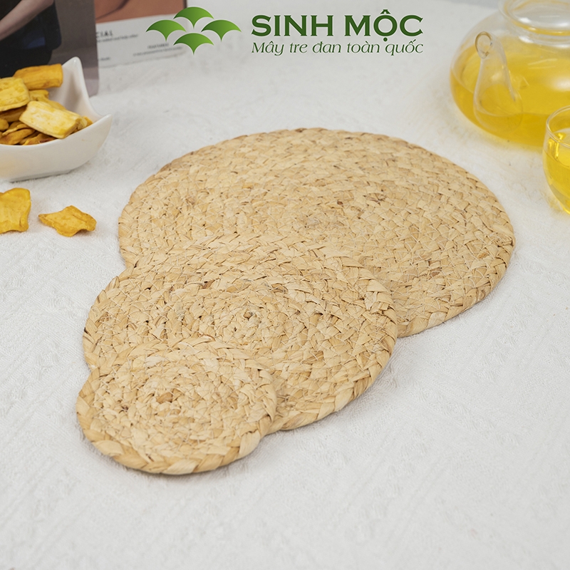 Tấm lót lục bình tự nhiên, lót lục bình trang trí bàn ăn, lót cốc, lót ly lục bình Sinh Mộc - M2014