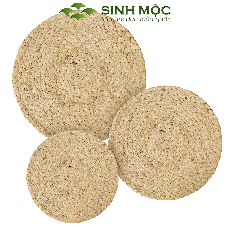 Tấm lót lục bình tự nhiên, lót lục bình trang trí bàn ăn, lót cốc, lót ly lục bình Sinh Mộc - M2014