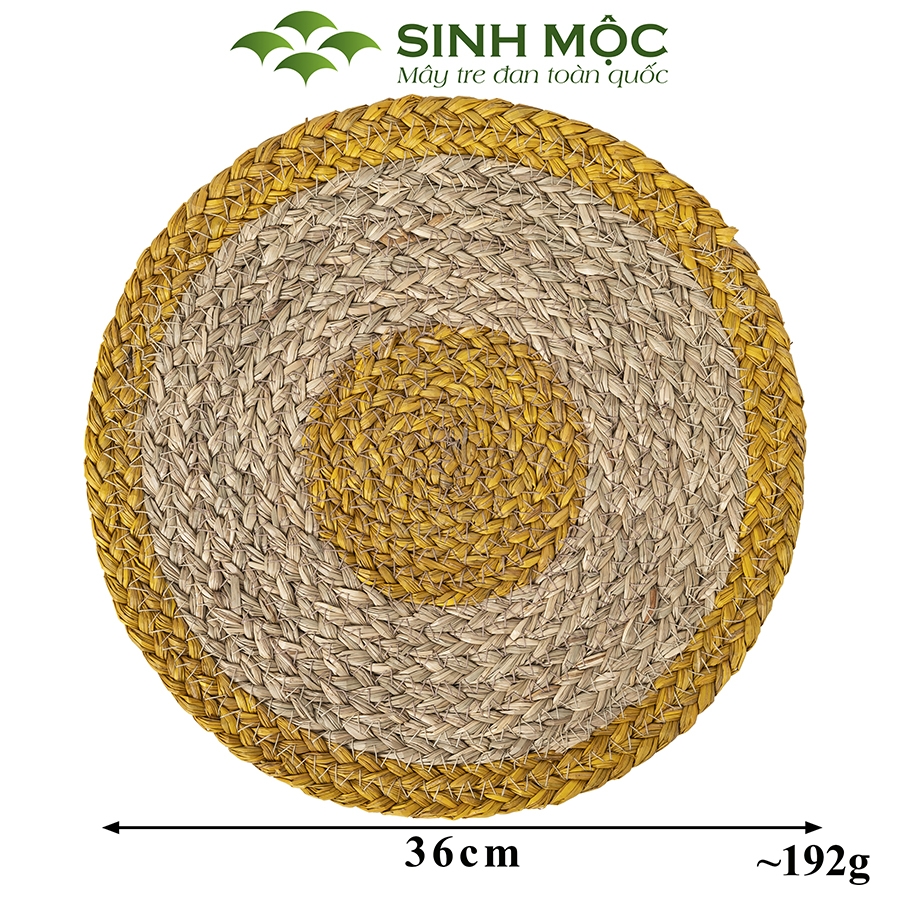 Đĩa cói lót ly màu vàng, lót bàn ăn, lót cốc, Decor chụp ảnh, tấm lót Sinh Mộc - M2002