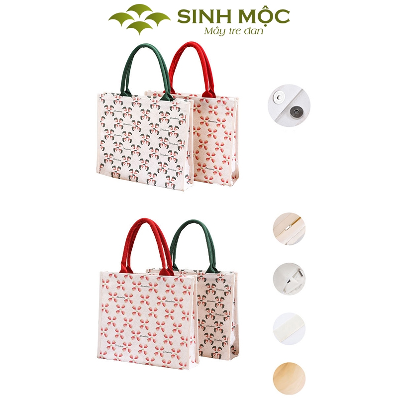 Túi canvas, túi họa tiết quả dâu, túi du lịch, túi tote, túi đi biển, túi vải canvas - M3055