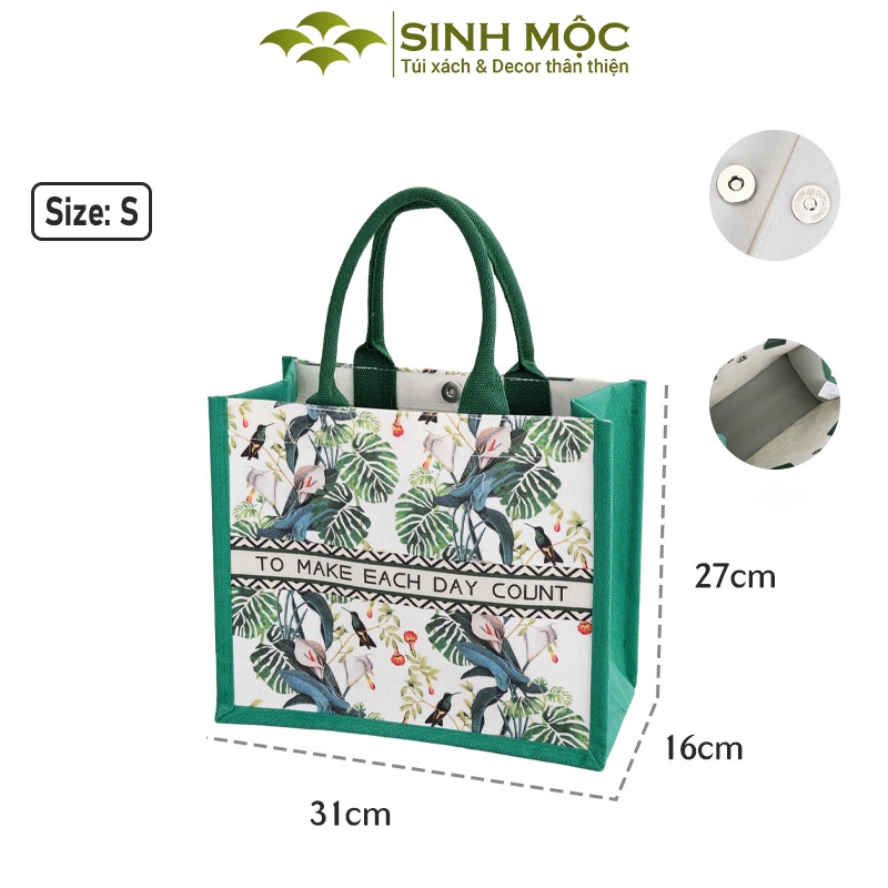 Túi canvas, túi lá xanh, túi tote, túi canvas cỡ lớn - M3047
