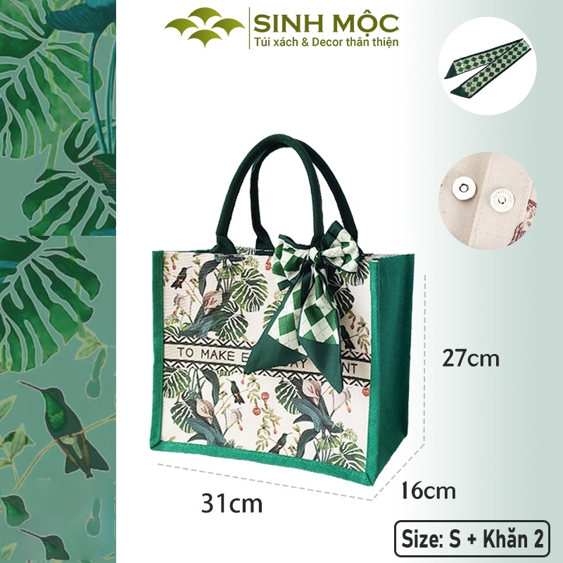 Túi canvas, túi lá xanh, túi tote, túi canvas cỡ lớn - M3047