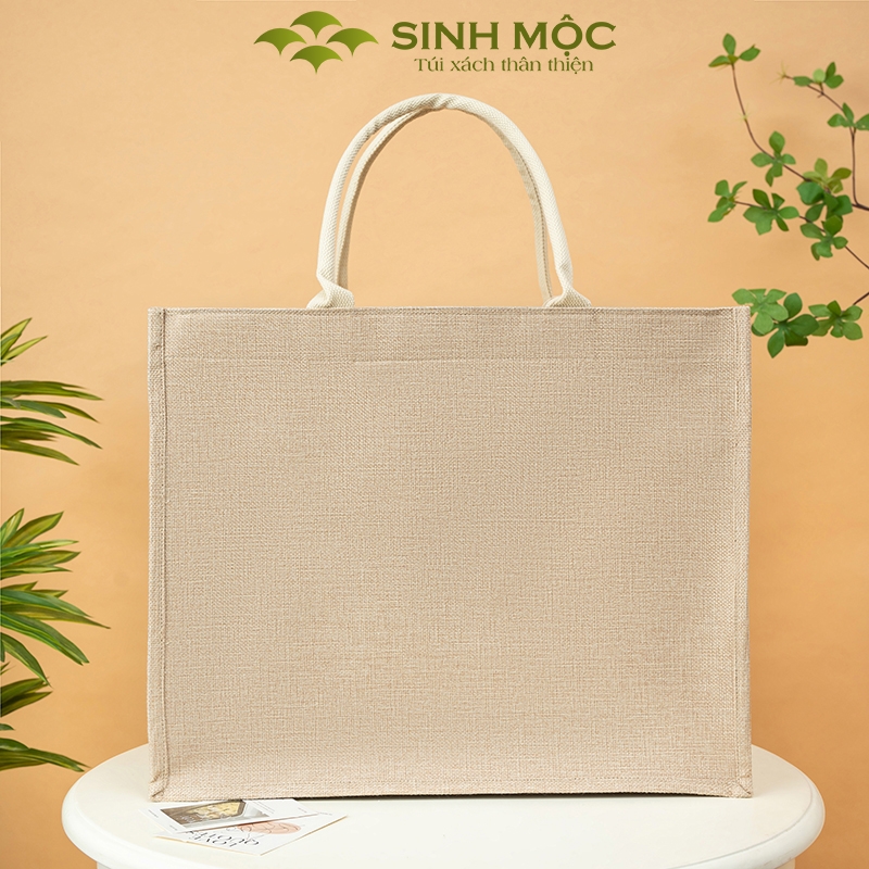 Túi cói size to, túi đay linen 46x37x22cm, túi xách to , túi cối - M3301B (Đay linen)