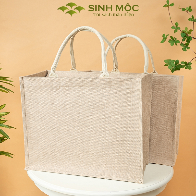 Túi cói size to, túi đay linen 46x37x22cm, túi xách to, túi cối - M3301B (Đay linen)