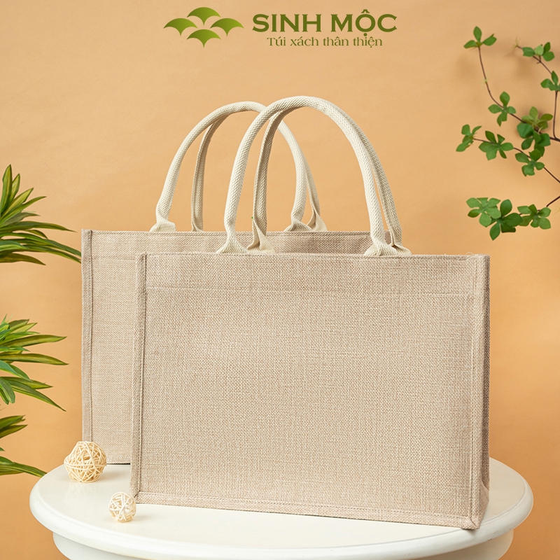 Túi cói size to, túi đay linen 46x37x22cm, túi xách to , túi cối - M3301B (Đay linen)