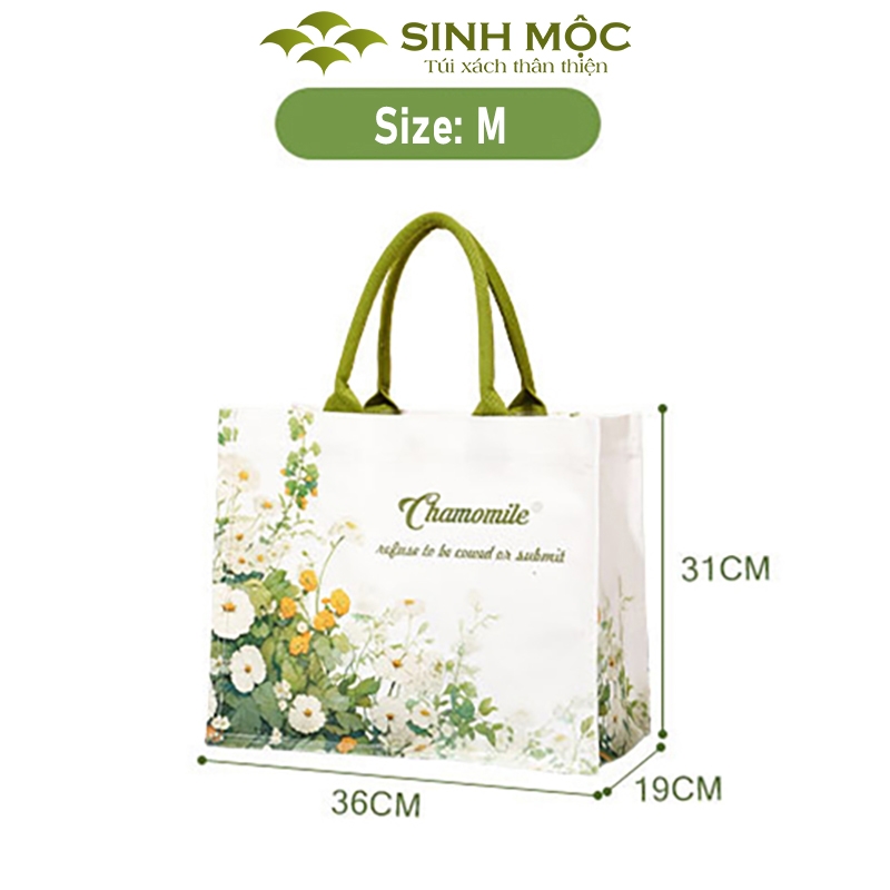 Túi tote canvas hoa cúc chống nước thời trang đựng đồ cá nhân – M3072