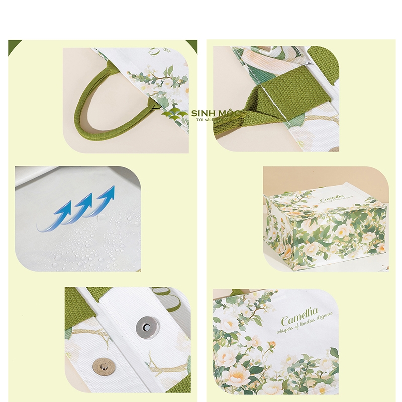 Túi vải canvas chống nước hoa trà, túi xách nữ đẹp thời trang đi làm đi chơi – M3002