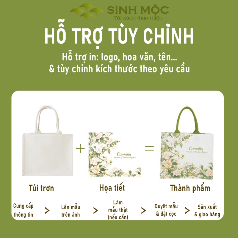 Túi vải canvas chống nước hoa trà, túi xách nữ đẹp thời trang đi làm đi chơi – M3002