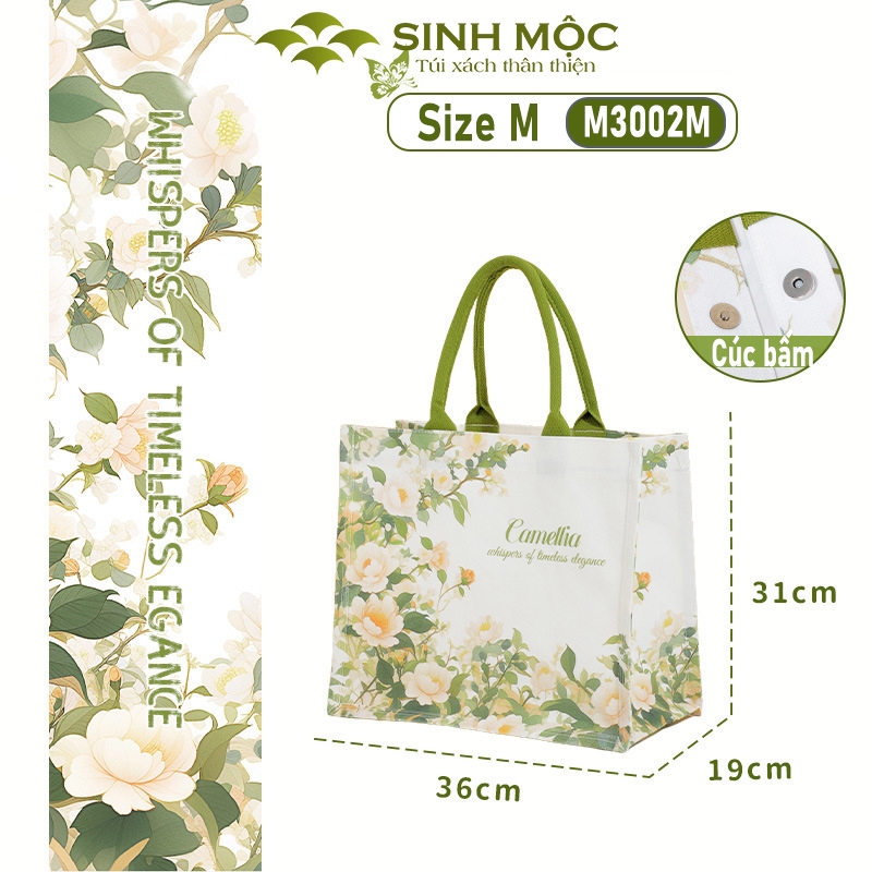 Túi vải canvas chống nước hoa trà, túi xách nữ đẹp thời trang đi làm đi chơi – M3002