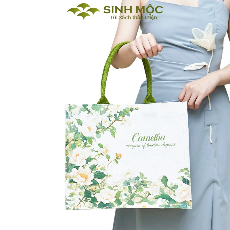 Túi vải canvas chống nước hoa trà, túi xách nữ đẹp thời trang đi làm đi chơi – M3002
