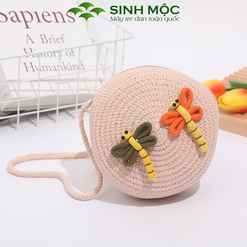 Túi cho bé giá rẻ, túi cói giấy cho trẻ em hình chuồn chuồn Sinh Mộc - M3808