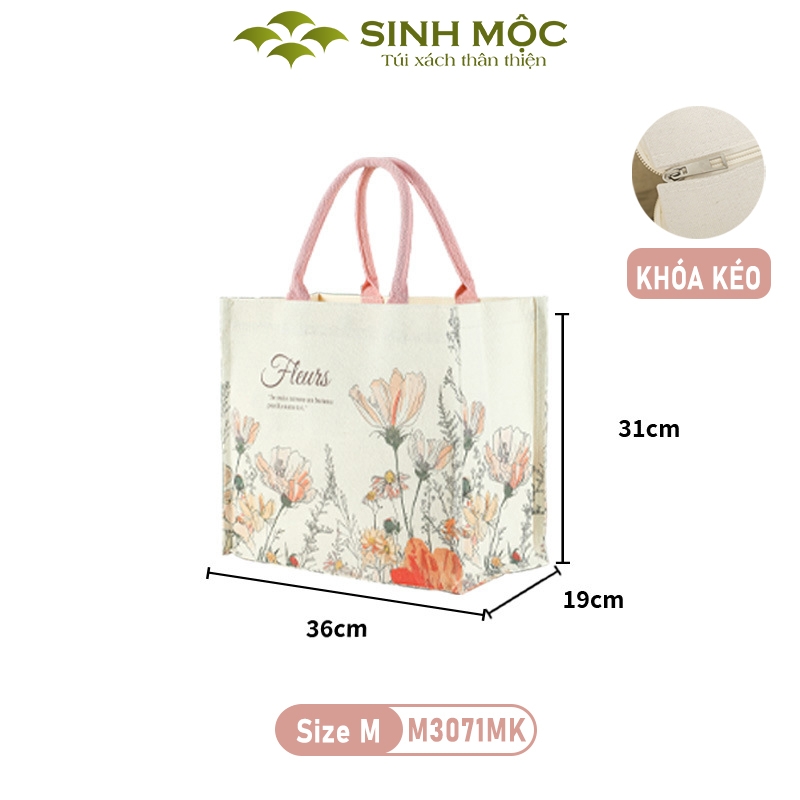 Túi canvas có khóa kéo, túi xách có khoá kéo, túi xách nữ có khóa kéo - M30K(có khóa)