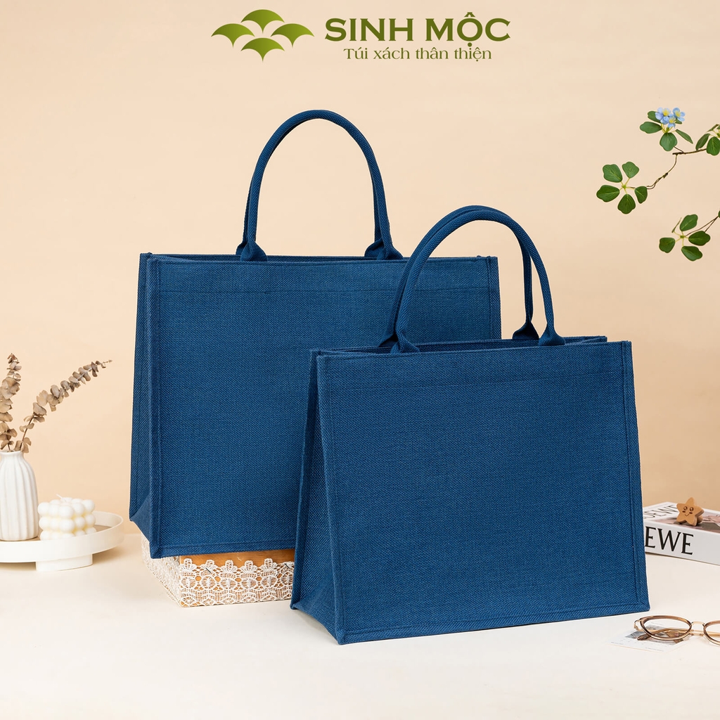 Túi linen to cỡ lớn chống thấm nước – túi xách thời trang đựng nhiều đồ - M3305B (linen xanh)
