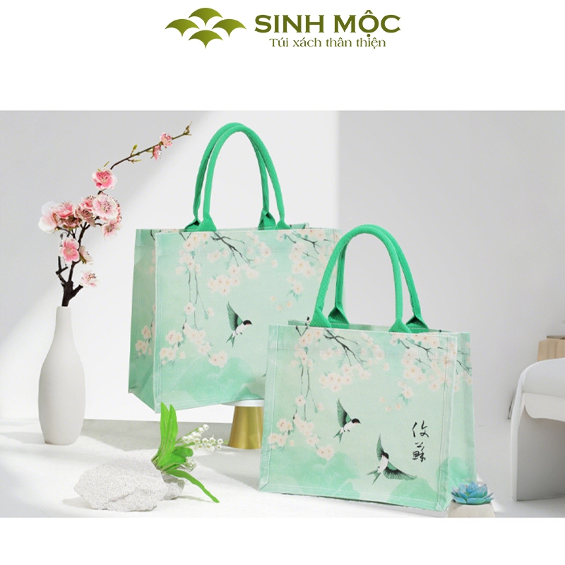 Túi xách nữ túi canvas chim én hoa đào thời trang chống nước – M3004