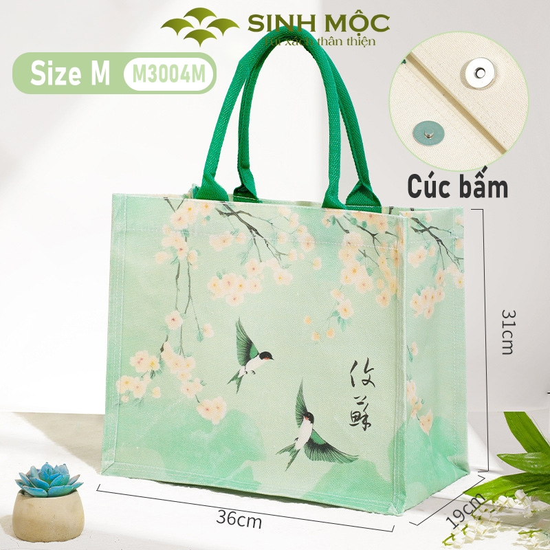 Túi xách nữ túi canvas chim én hoa đào thời trang chống nước – M3004