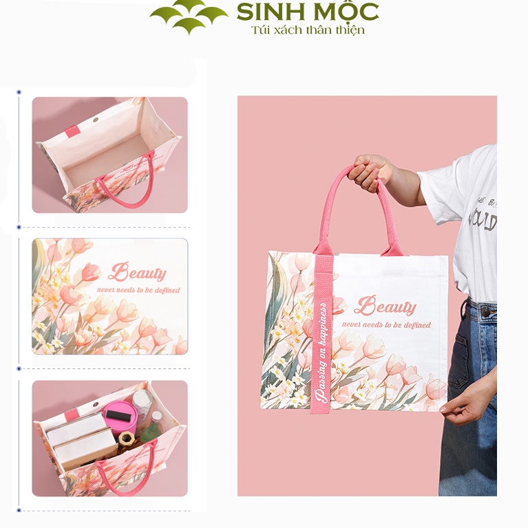 Túi xách nữ túi canvas chống nước hoa Tulip thời trang – M3001