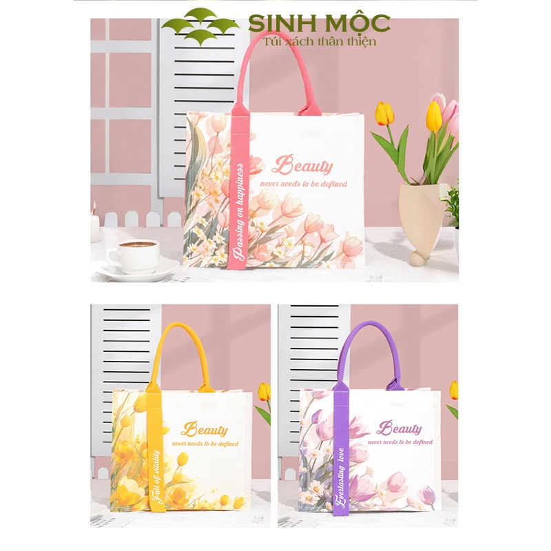 Túi xách nữ túi canvas chống nước hoa Tulip thời trang – M3001