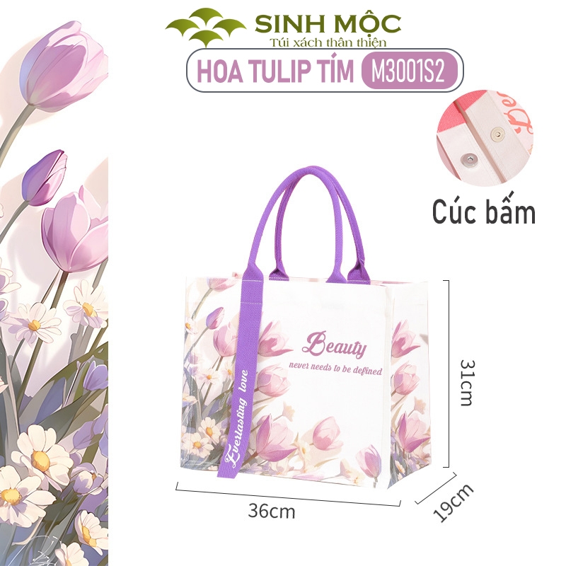 Túi xách nữ túi canvas chống nước hoa Tulip thời trang – M3001