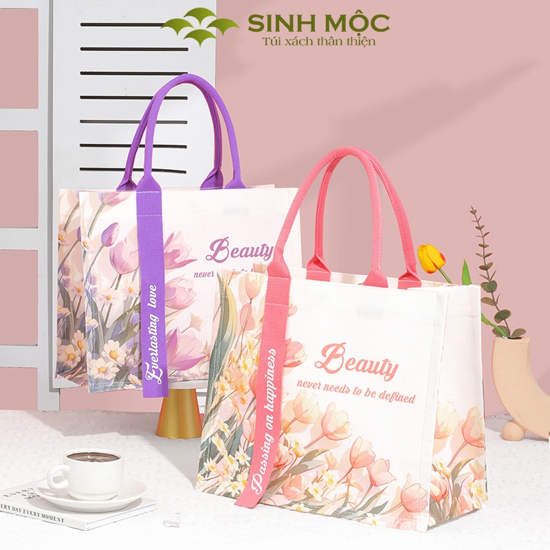 Túi xách nữ túi canvas chống nước hoa Tulip thời trang – M3001