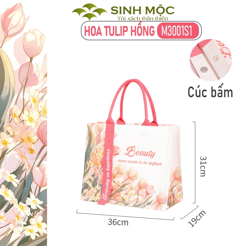 Túi xách nữ túi canvas chống nước hoa Tulip thời trang – M3001