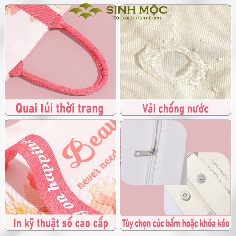 Túi xách nữ túi canvas chống nước hoa Tulip thời trang – M3001
