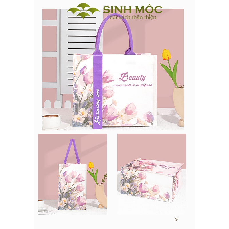 Túi xách nữ túi canvas chống nước hoa Tulip thời trang – M3001