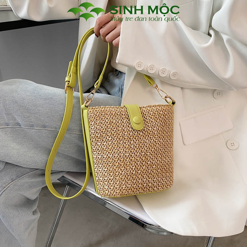 Túi cói đeo chéo, túi vintage, túi xách nữ đi biển Sinh Mộc - M3813