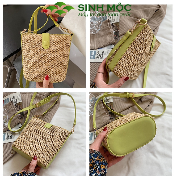 Túi cói đeo chéo, túi vintage, túi xách nữ đi biển Sinh Mộc - M3813