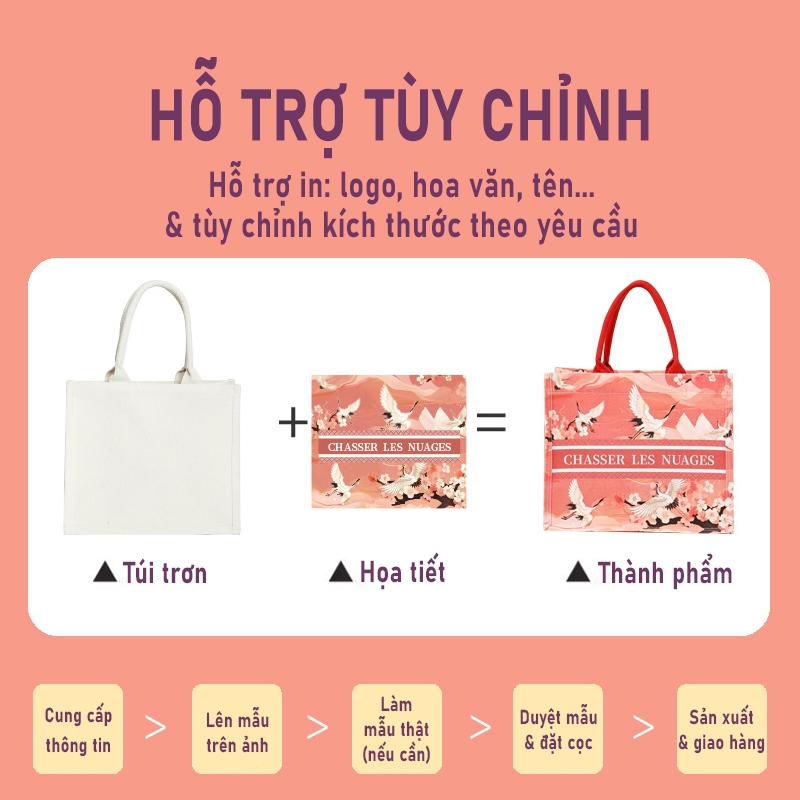 Túi xách tết Bính Ngọ 2026, túi canvas hình Ngựa, túi tote năm Ngọ - M3008